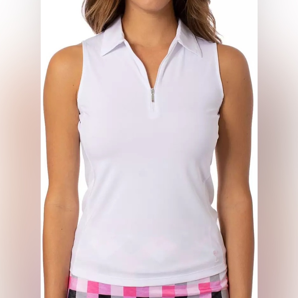 Golftini Women's Sleeveless Zip Tech Golf Polo. Size Medium. UPF 30. NWT